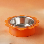 Gamelle design Wavy orange vintage pour chat avec bol inox, fabriquée en Savoie
