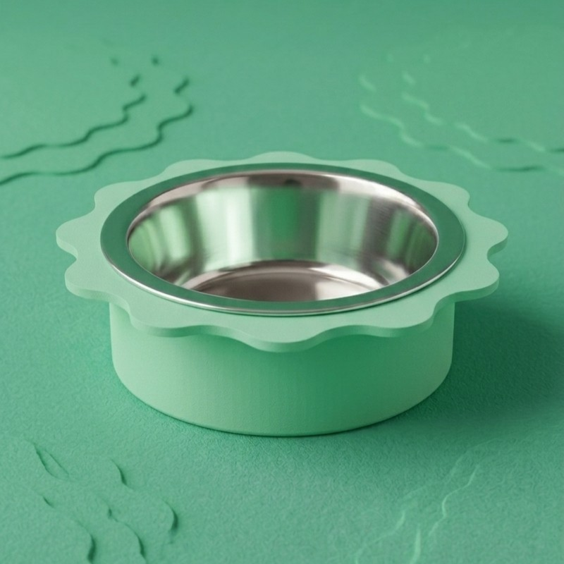 Gamelle Wavy vert menthe pour chat et chien, gamelle design rétro RONRON